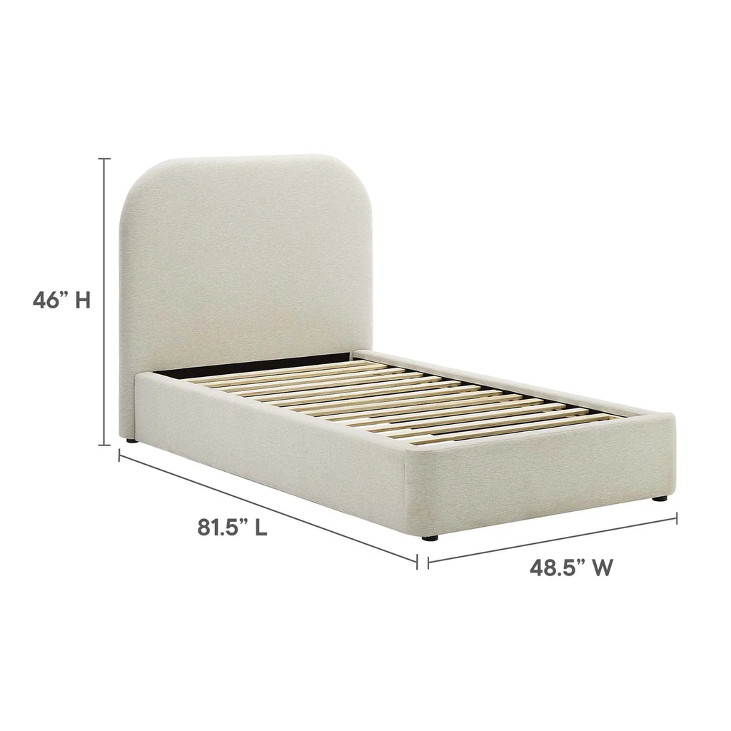 Keynote Upholstered Fabric Curved Platform Bed