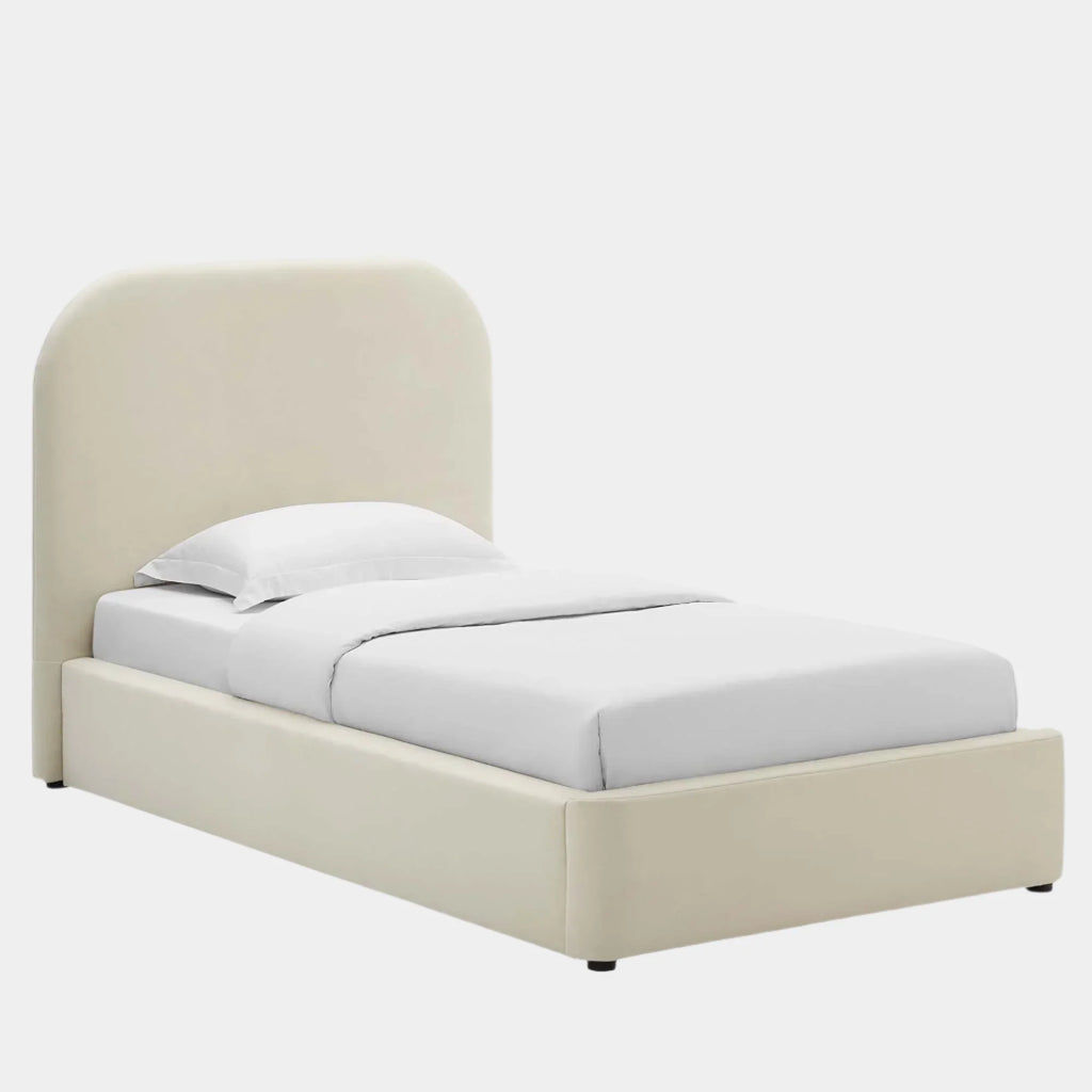 Keynote Performance Velvet Curved Platform Bed