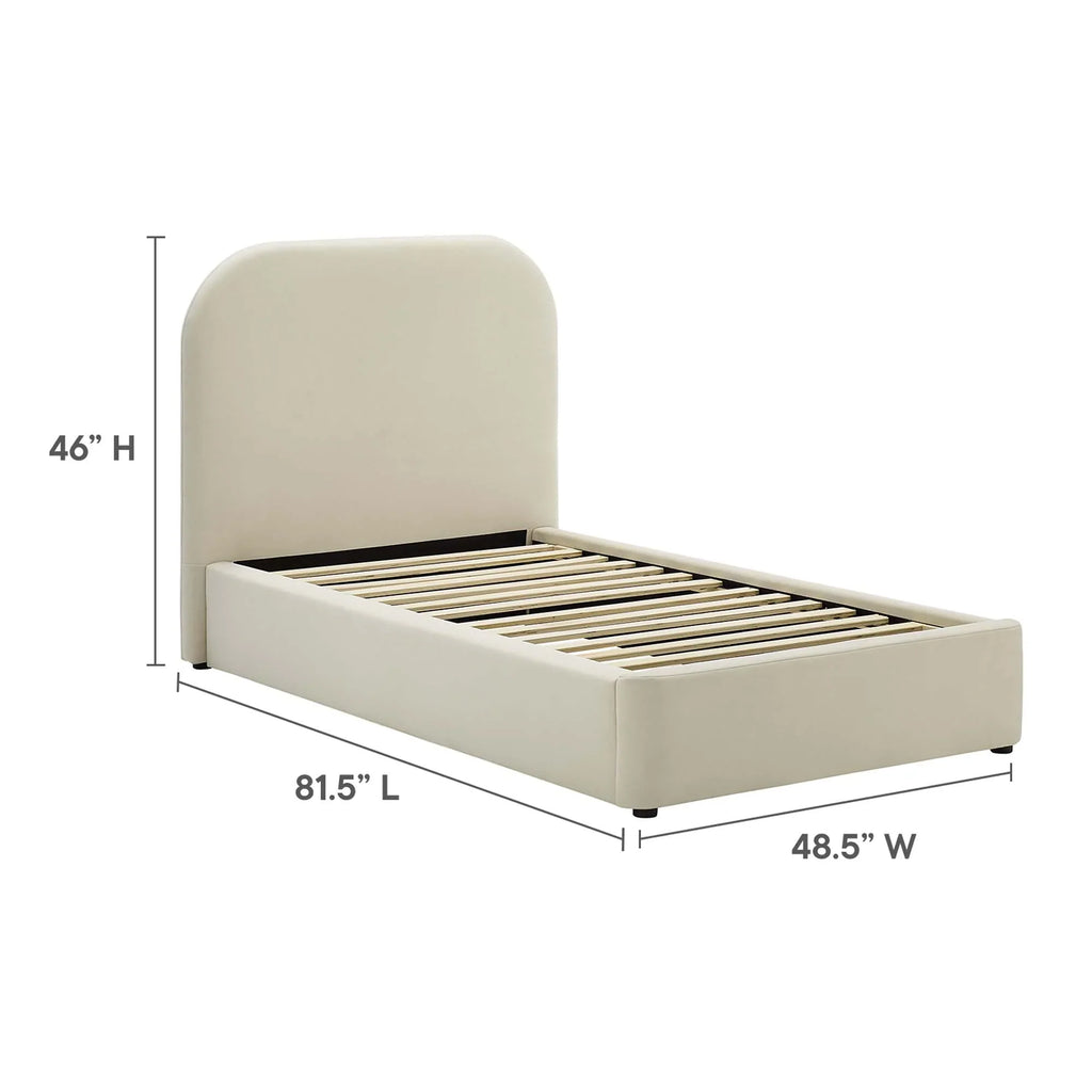 Keynote Performance Velvet Curved Platform Bed