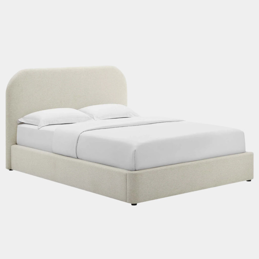 Keynote Upholstered Fabric Curved Platform Bed