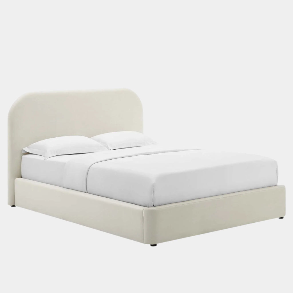 Keynote Performance Velvet Curved Platform Bed