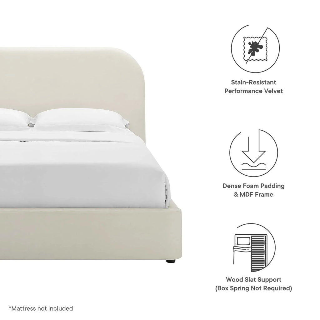 Keynote Performance Velvet Curved Platform Bed