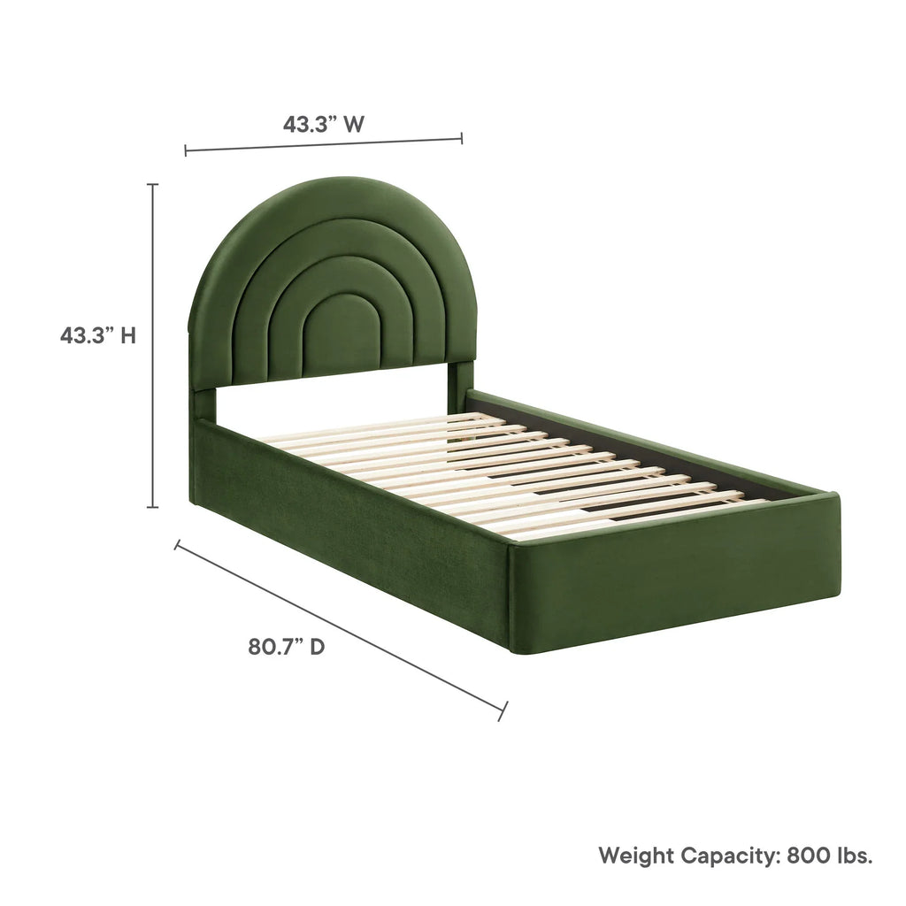 Solana Arched Performance Velvet Platform Bed