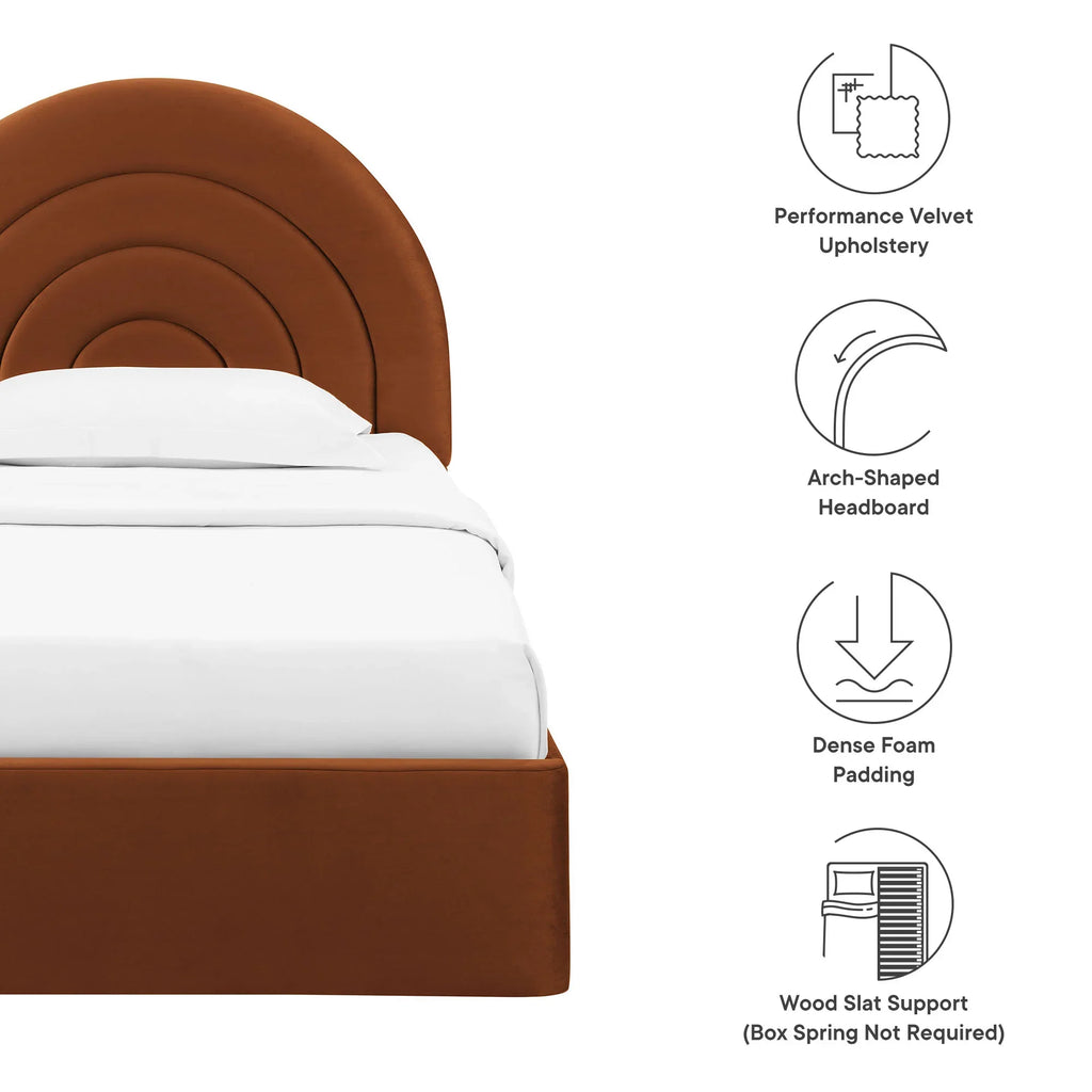 Solana Arched Performance Velvet Platform Bed