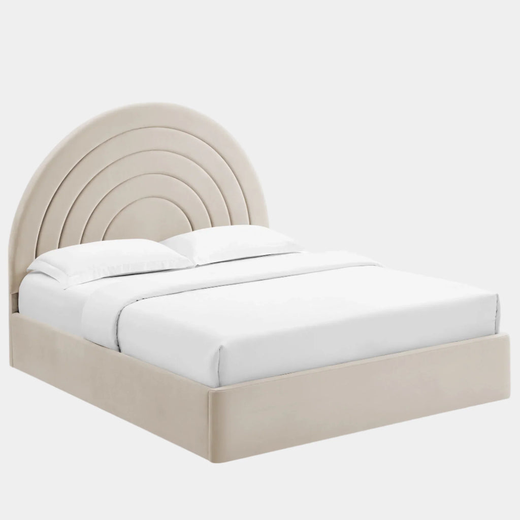 Solana Arched Performance Velvet Platform Bed