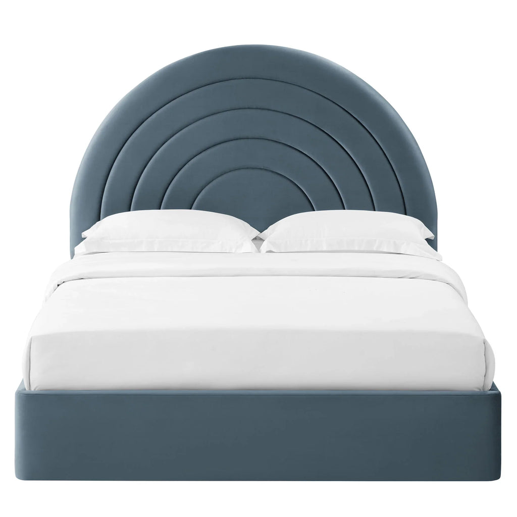 Solana Arched Performance Velvet Platform Bed
