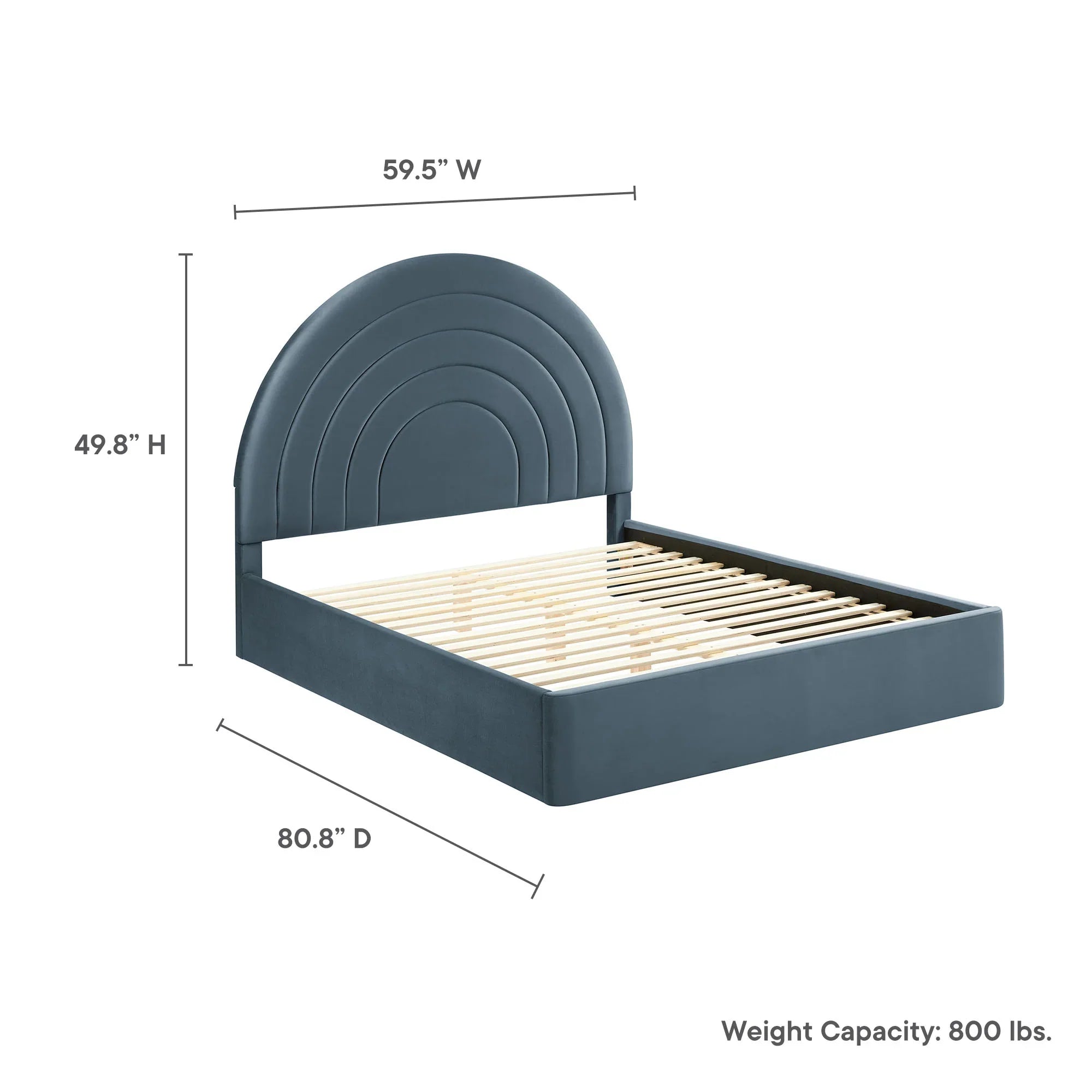 Solana Arched Performance Velvet Platform Bed