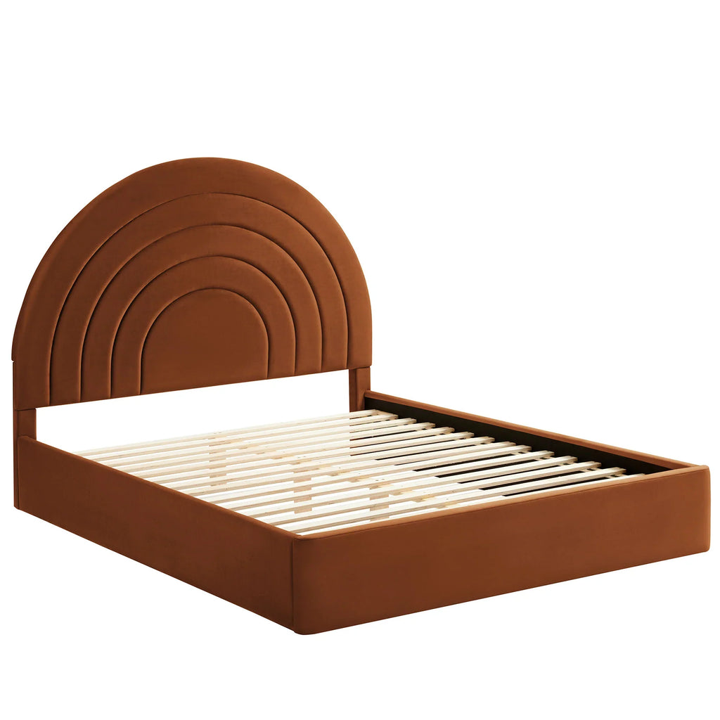 Solana Arched Performance Velvet Platform Bed