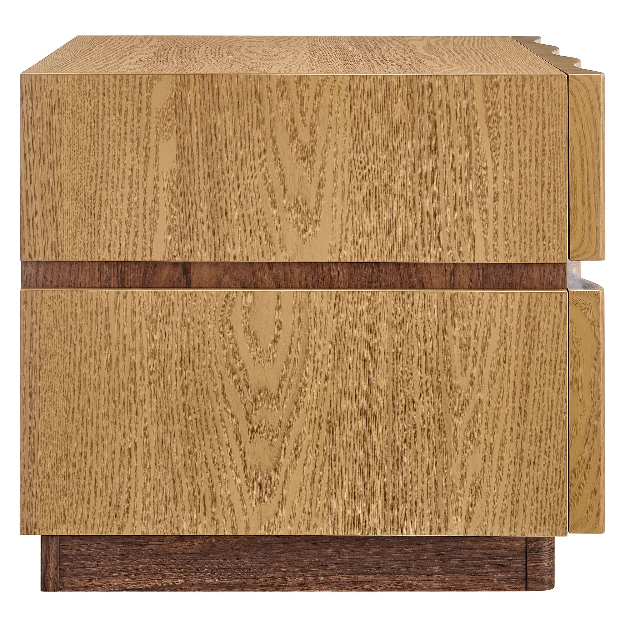Isola 2 Drawer Nightstand in Light Oak Walnut