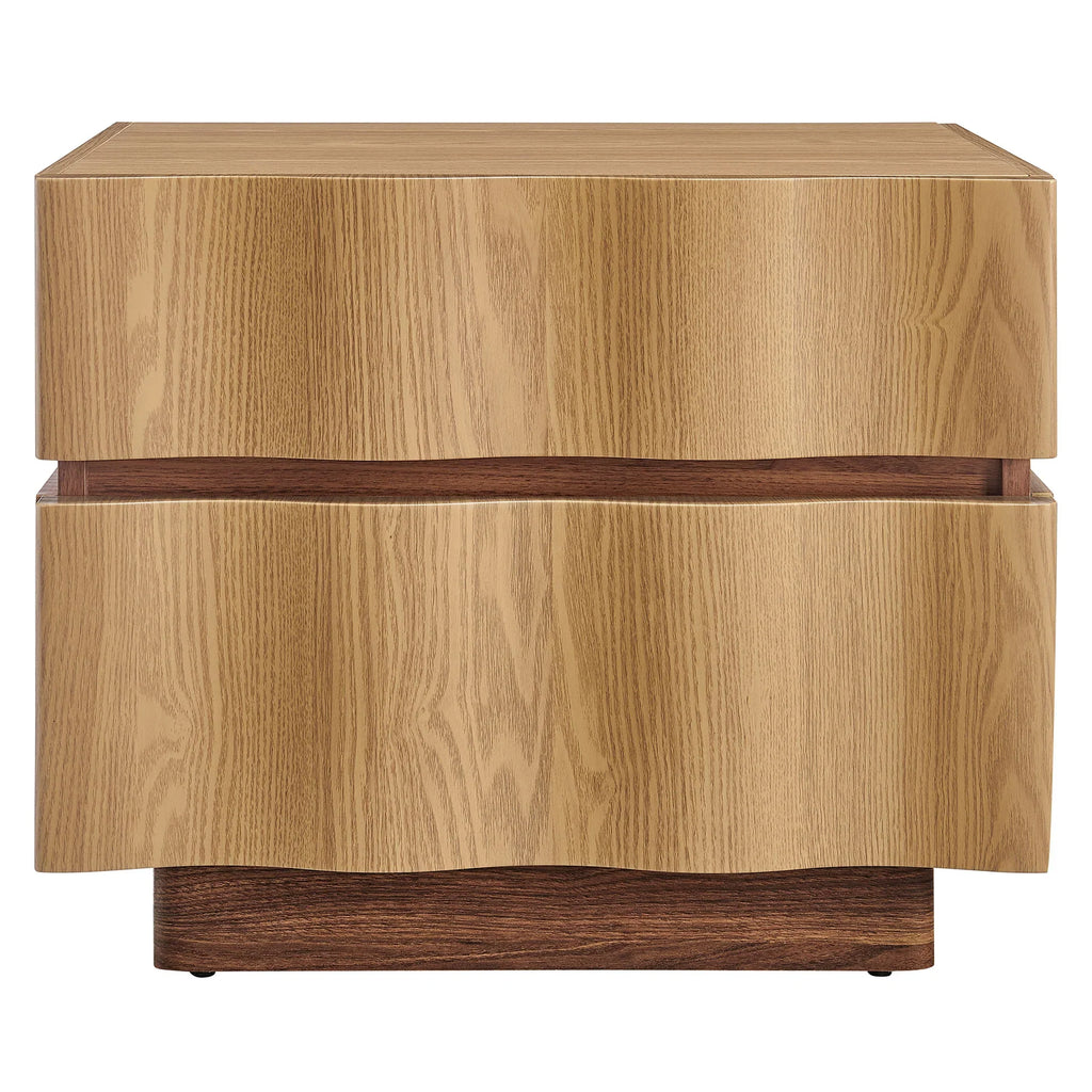 Isola 2 Drawer Nightstand in Light Oak Walnut