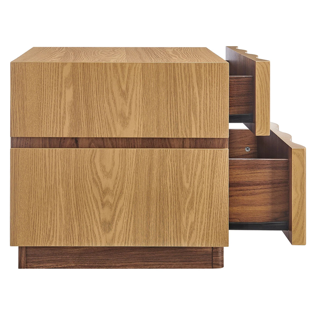 Isola 2 Drawer Nightstand in Light Oak Walnut