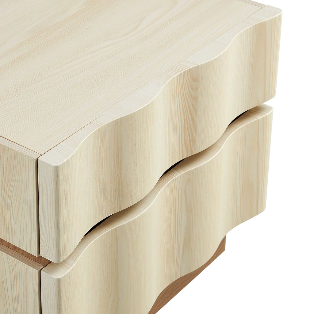 Isola 2 Drawer Nightstand in Light Oak Walnut