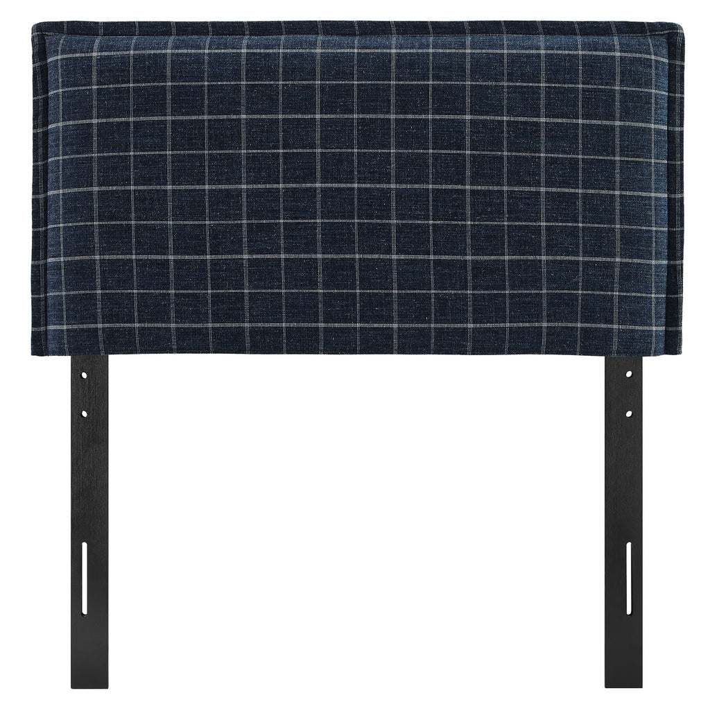 Camille Checkered Linen Blend Queen Size Headboard