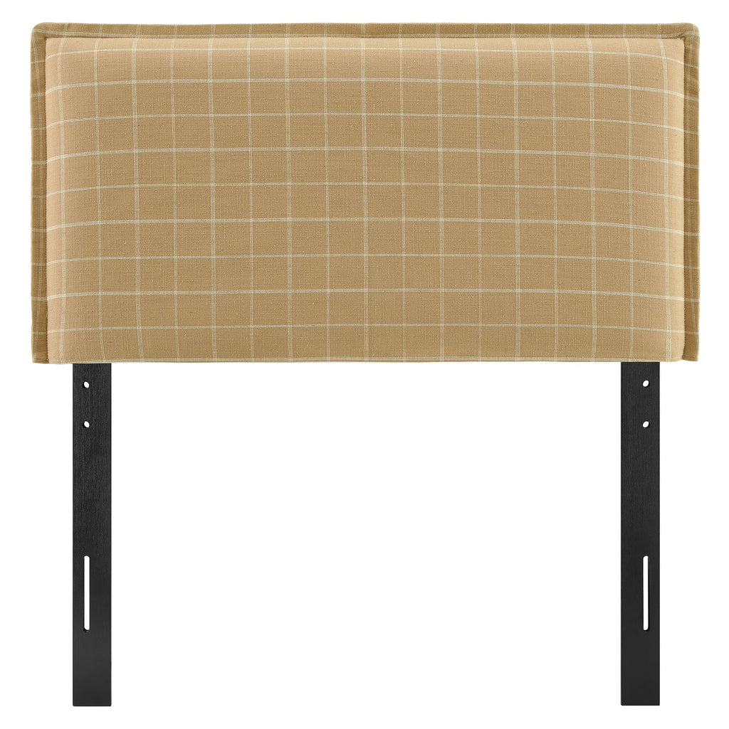 Camille Checkered Linen Blend Queen Size Headboard