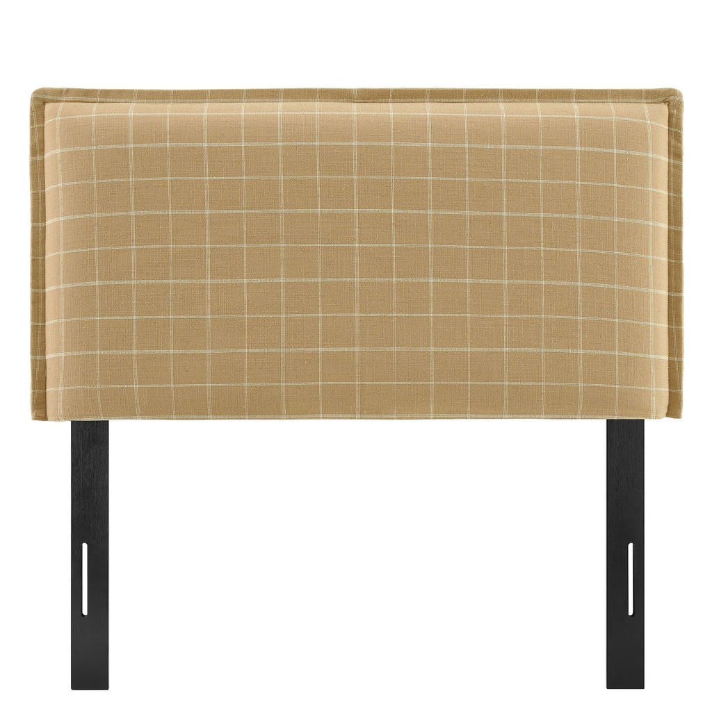 Camille Checkered Linen Blend Queen Size Headboard