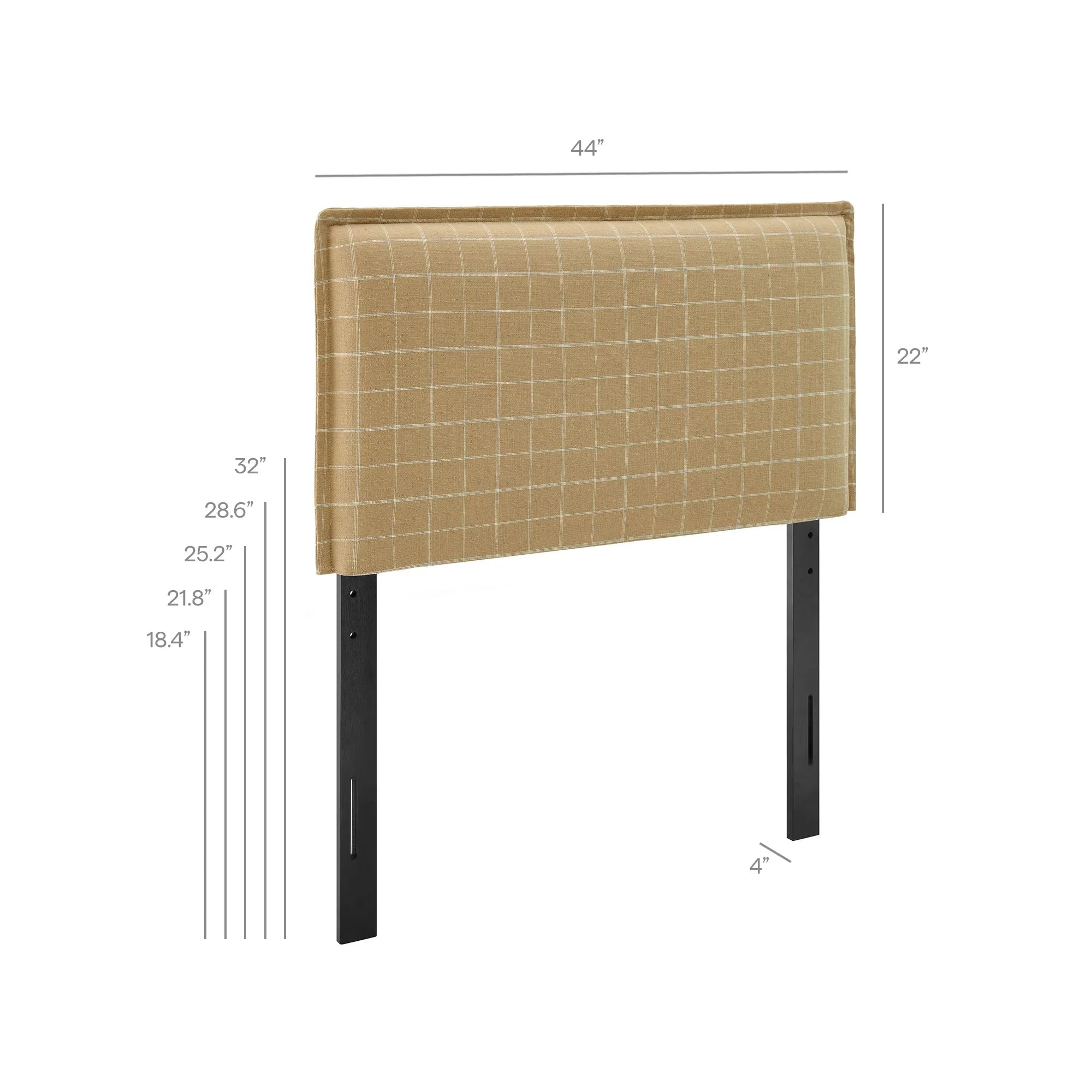 Camille Checkered Linen Blend Queen Size Headboard