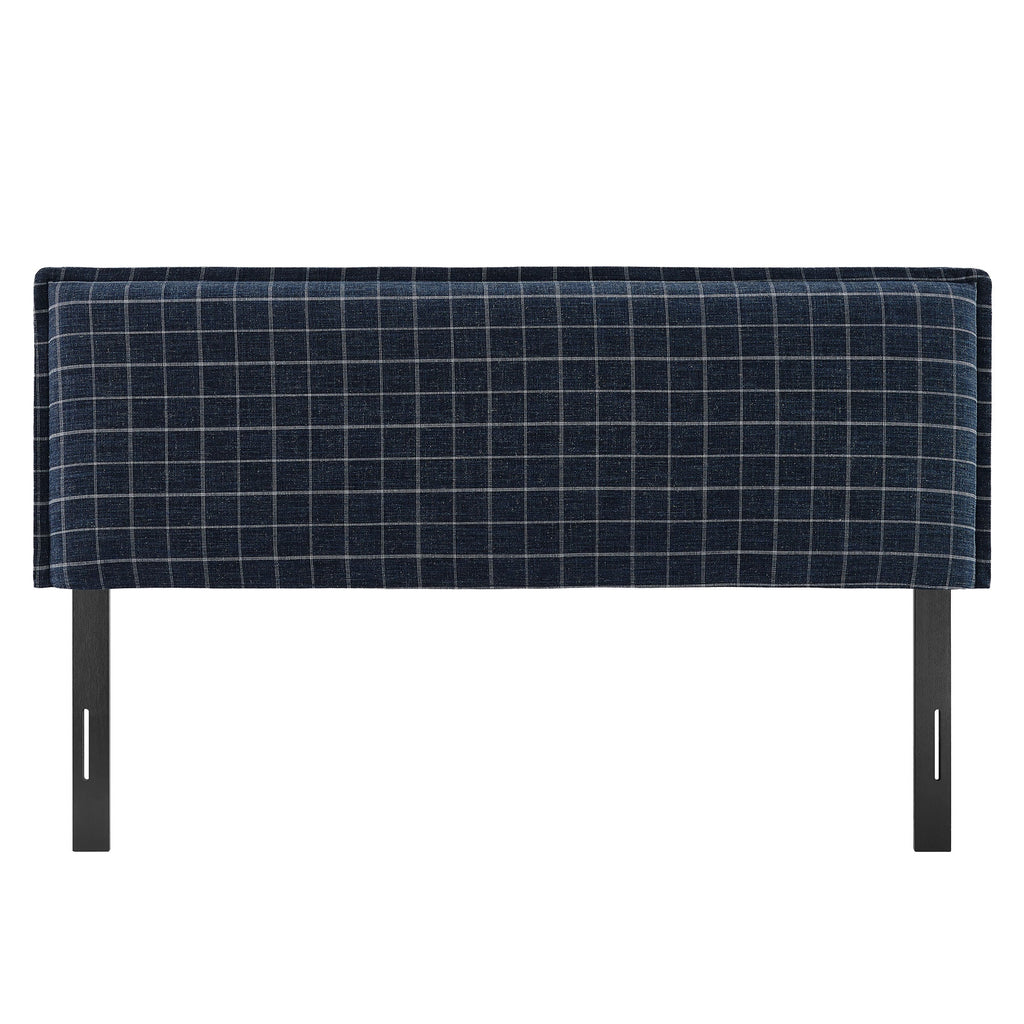 Camille Checkered Linen Blend Queen Size Headboard