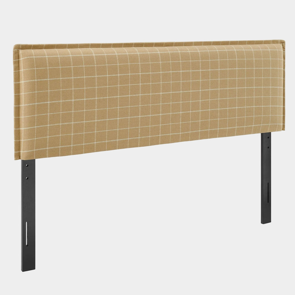 Camille Checkered Linen Blend Queen Size Headboard