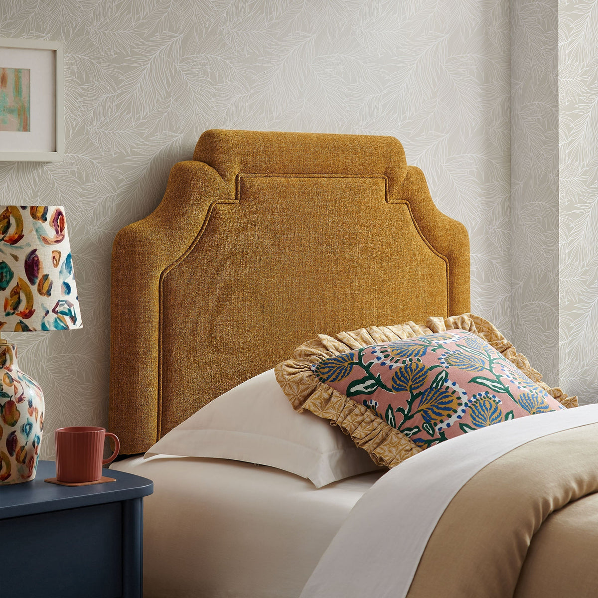 Magnolia Upholstered Fabric Queen Size Headboard