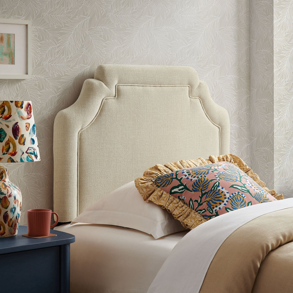 Magnolia Upholstered Fabric Queen Size Headboard