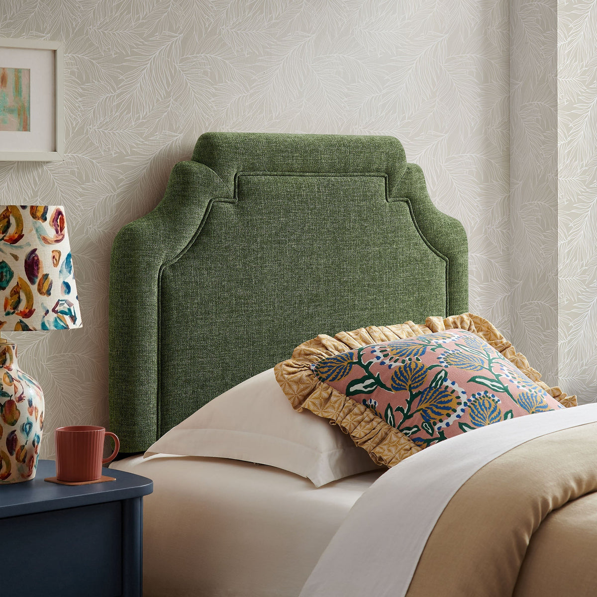 Magnolia Upholstered Fabric Queen Size Headboard