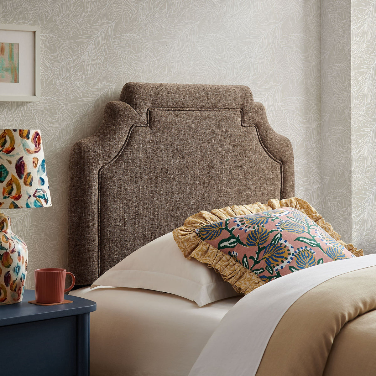 Magnolia Upholstered Fabric Queen Size Headboard