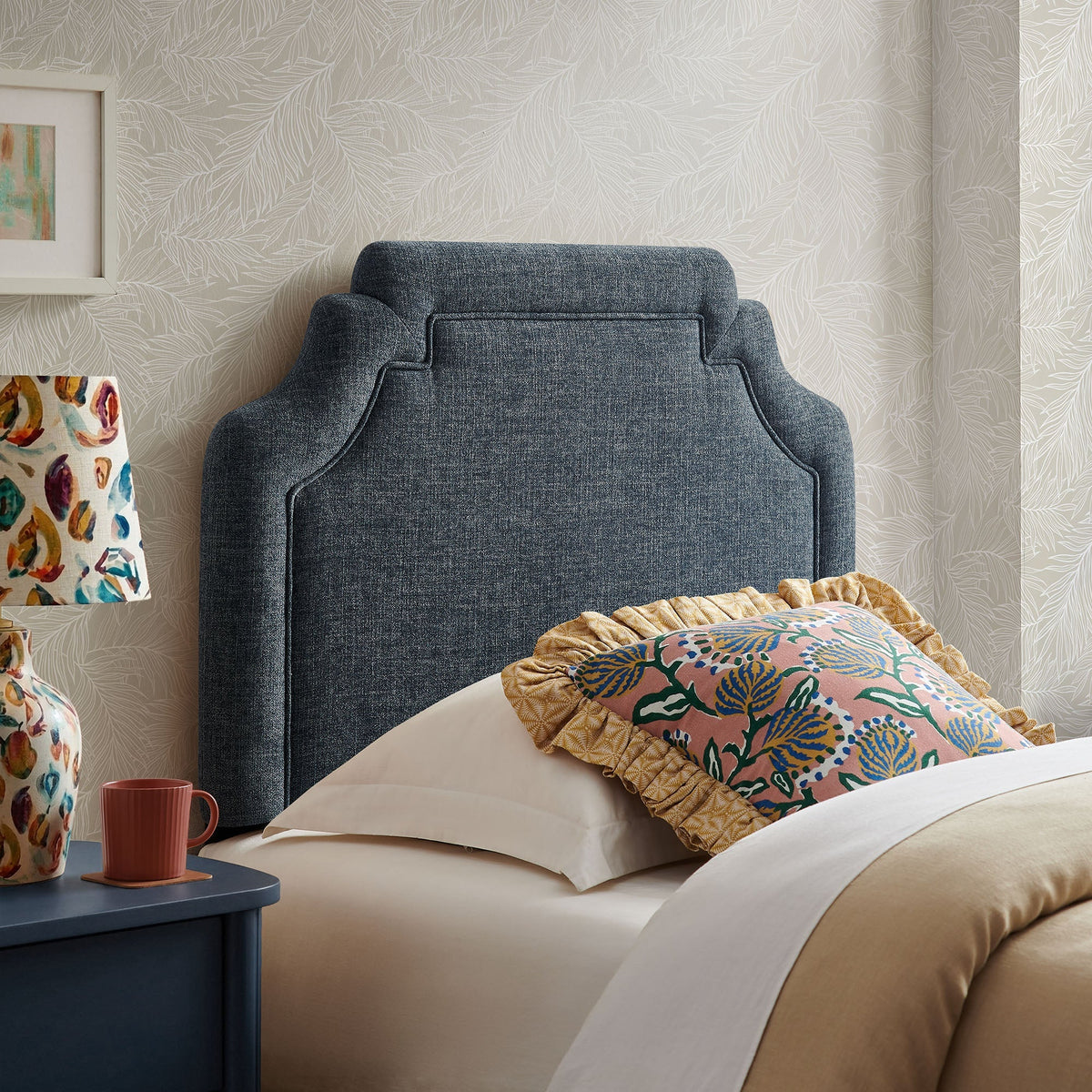 Magnolia Upholstered Fabric Queen Size Headboard
