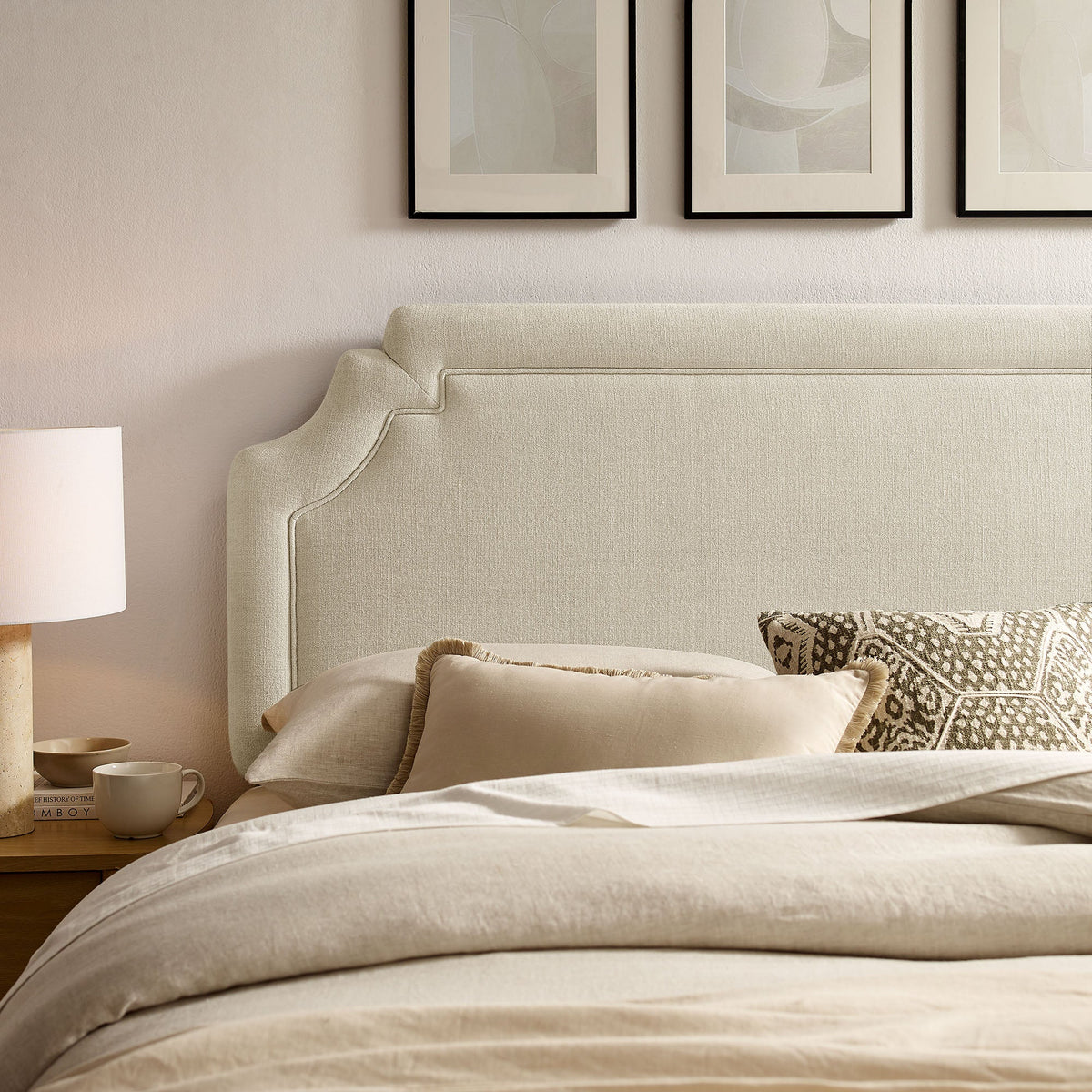 Magnolia Upholstered Fabric Queen Size Headboard