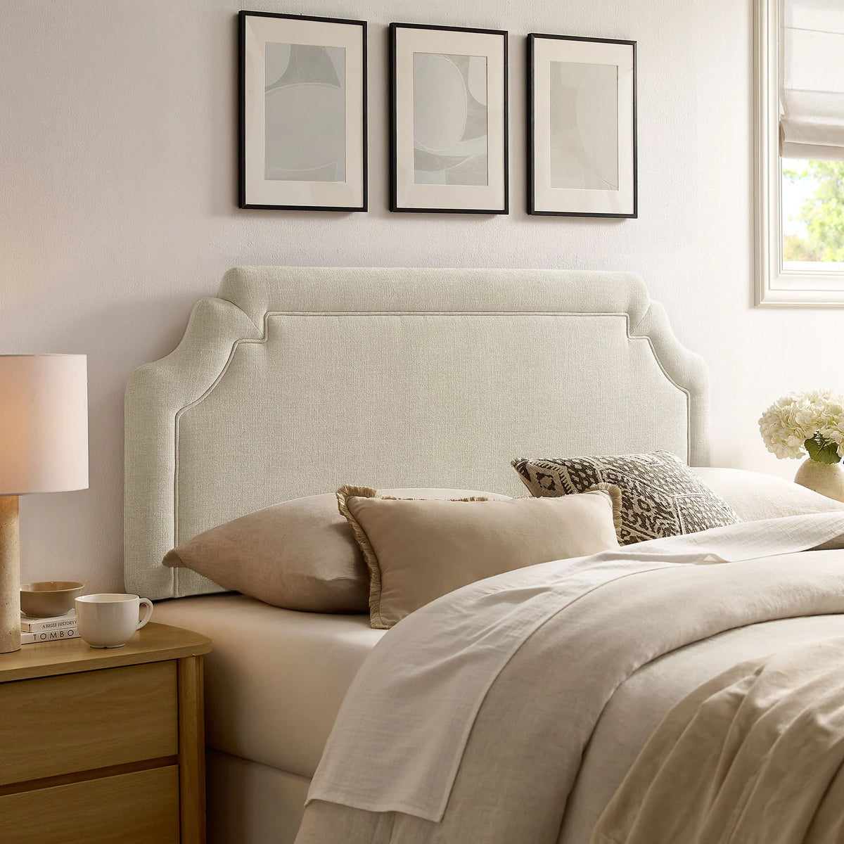 Magnolia Upholstered Fabric Queen Size Headboard