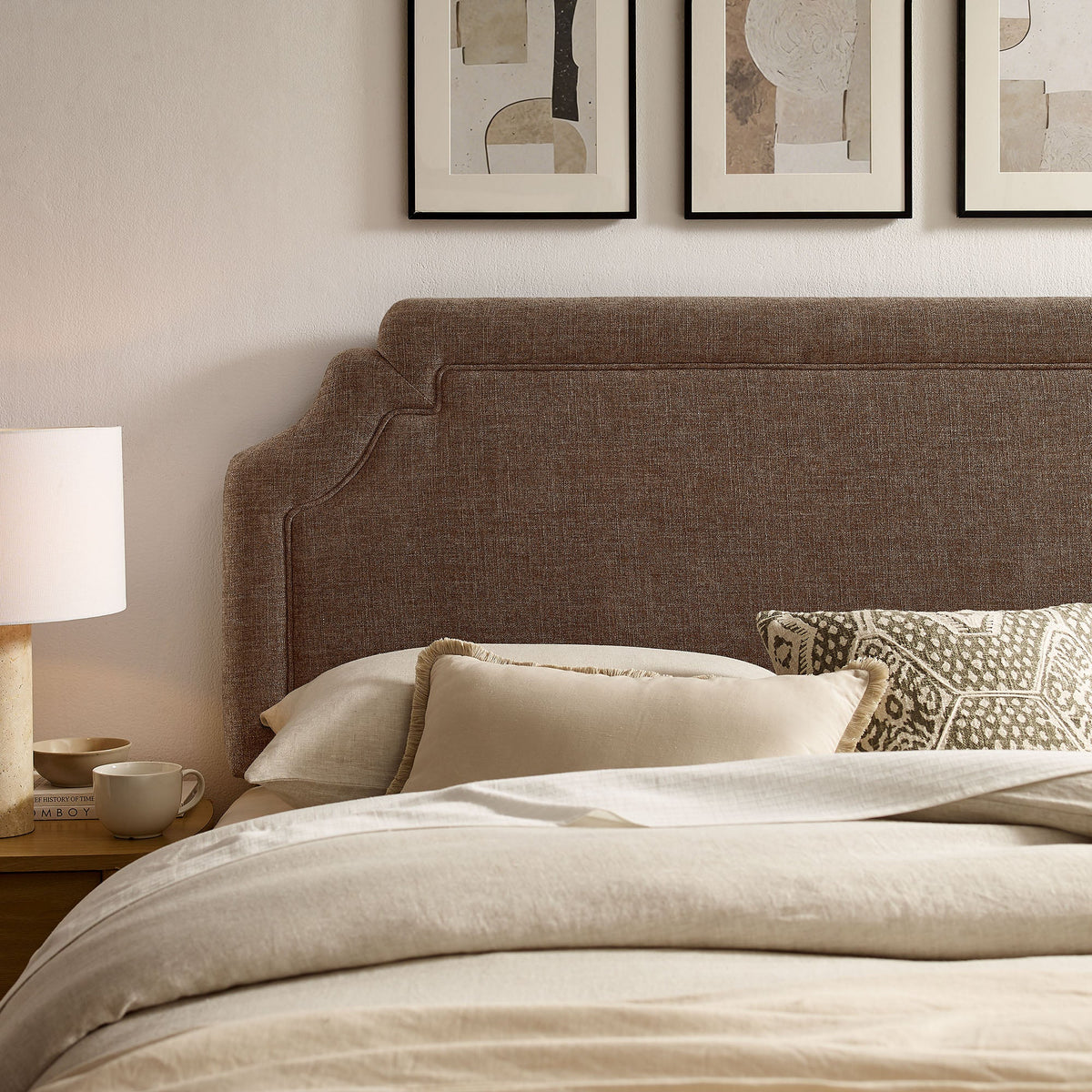 Magnolia Upholstered Fabric Queen Size Headboard