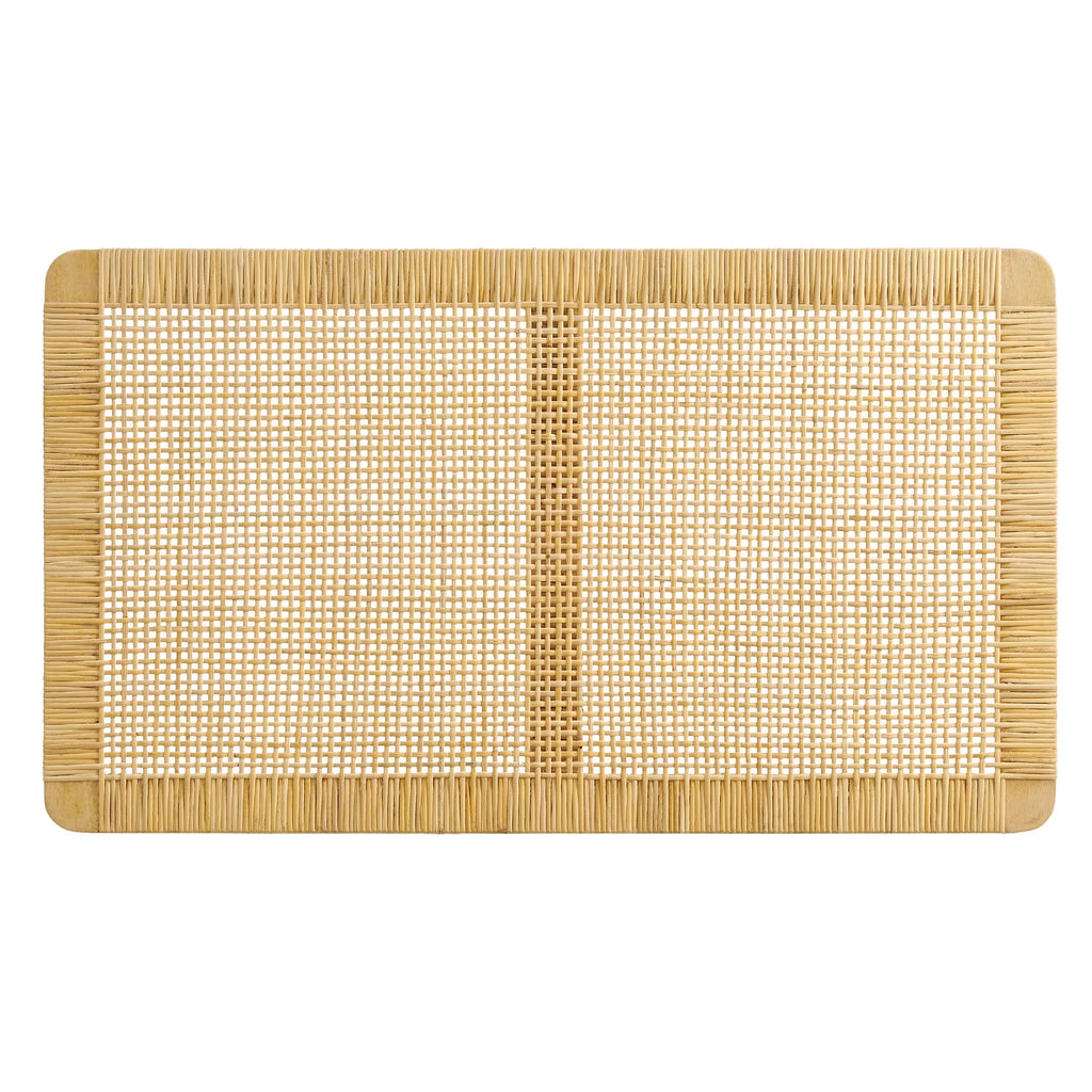 Sandy Wall Mounted Wood and Rattan Queen Size Headboard