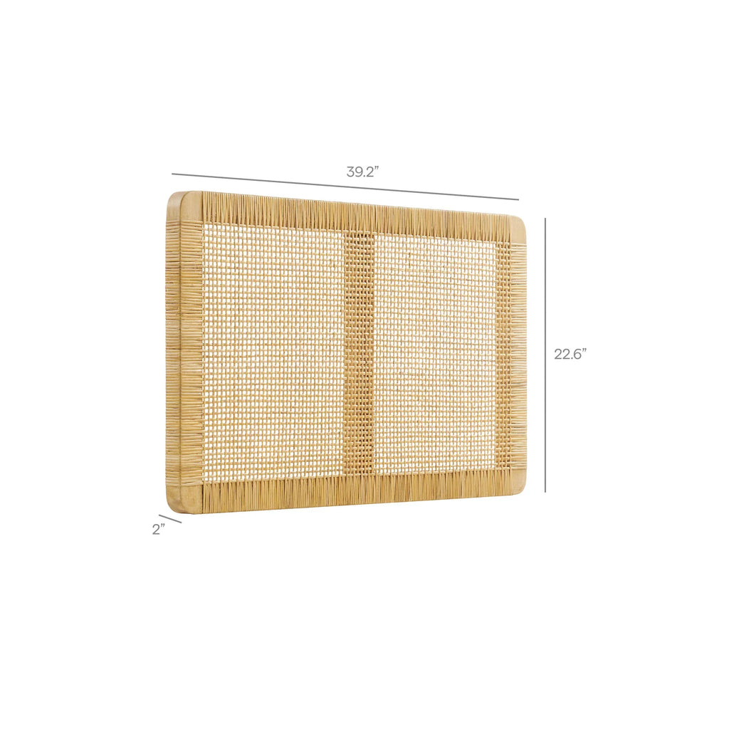 Sandy Wall Mounted Wood and Rattan Queen Size Headboard