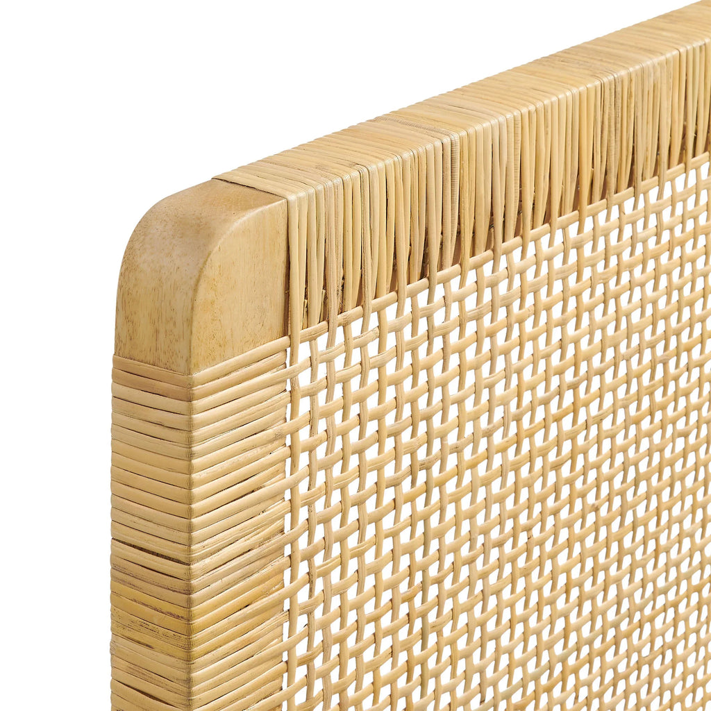 Sandy Wall Mounted Wood and Rattan Queen Size Headboard