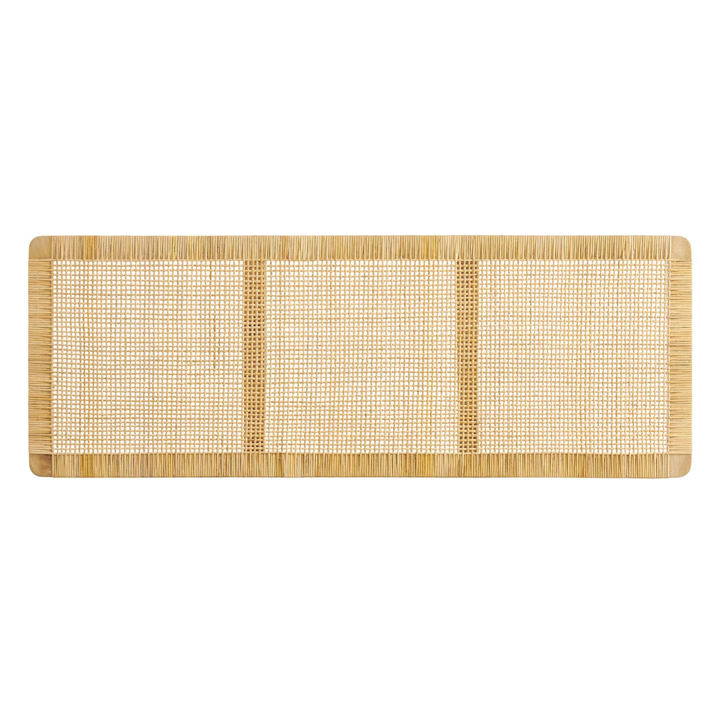 Sandy Wall Mounted Wood and Rattan Queen Size Headboard