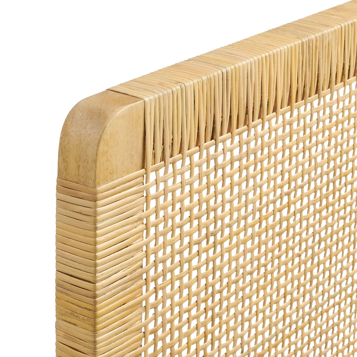 Sandy Wall Mounted Wood and Rattan Queen Size Headboard