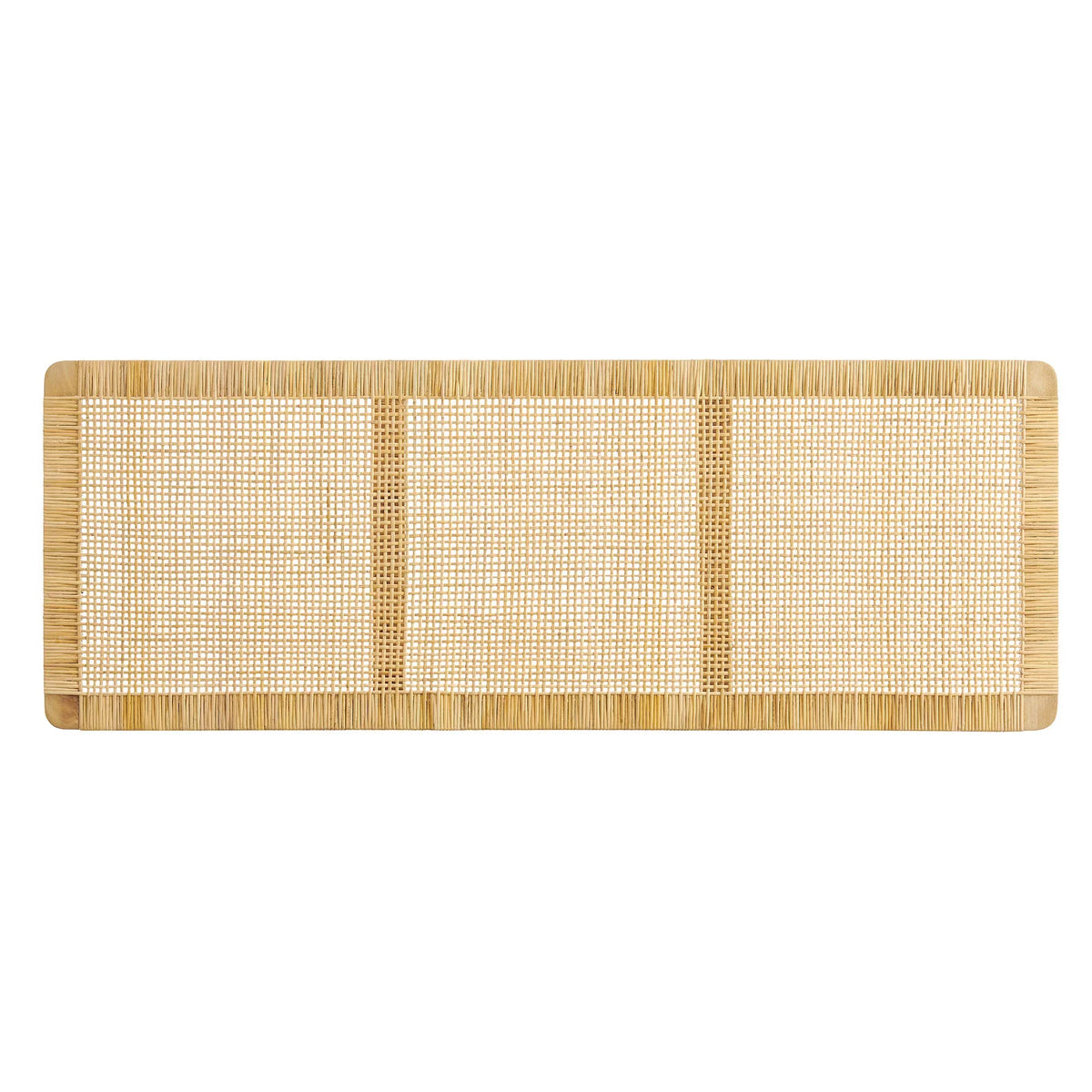 Sandy Wall Mounted Wood and Rattan Queen Size Headboard