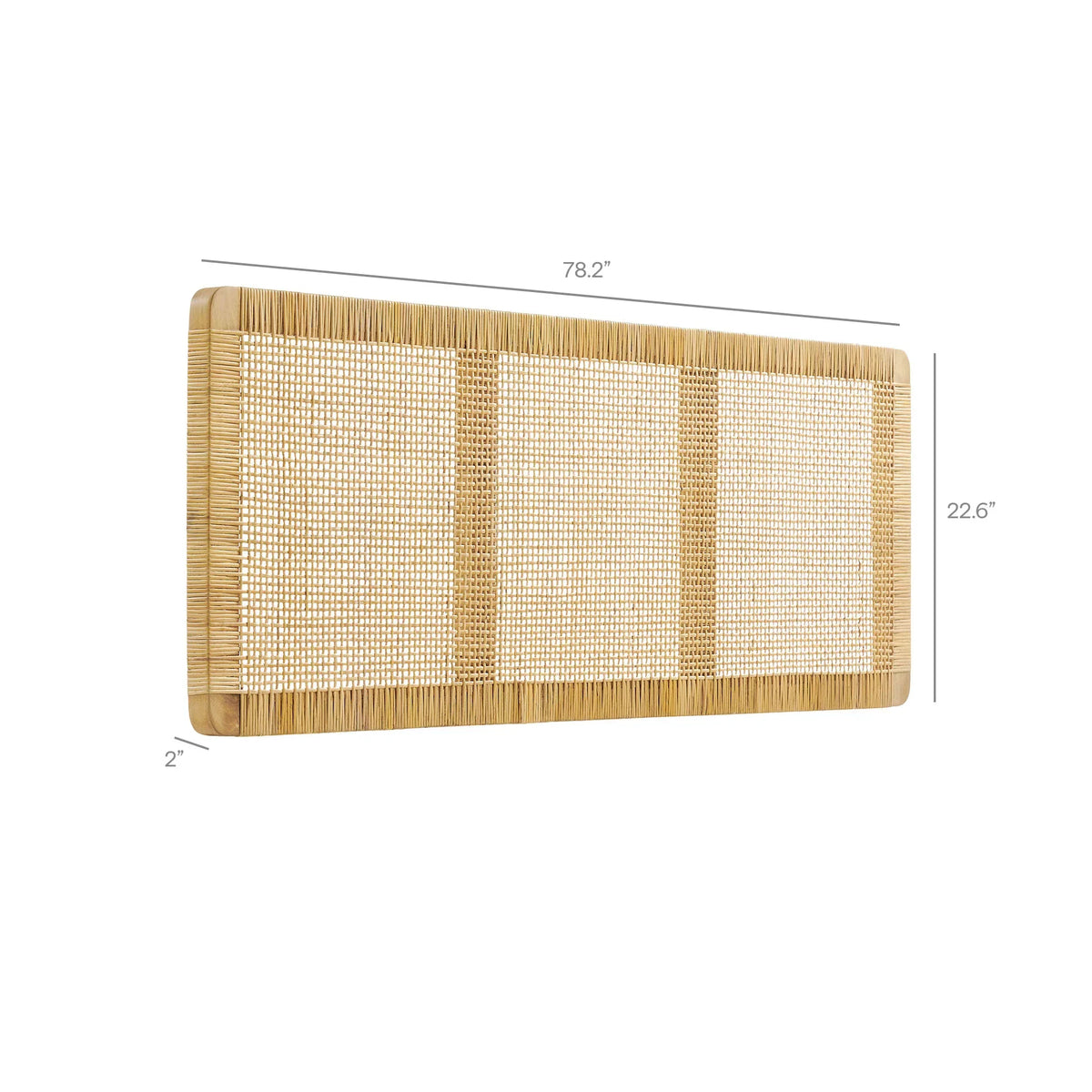 Sandy Wall Mounted Wood and Rattan Queen Size Headboard
