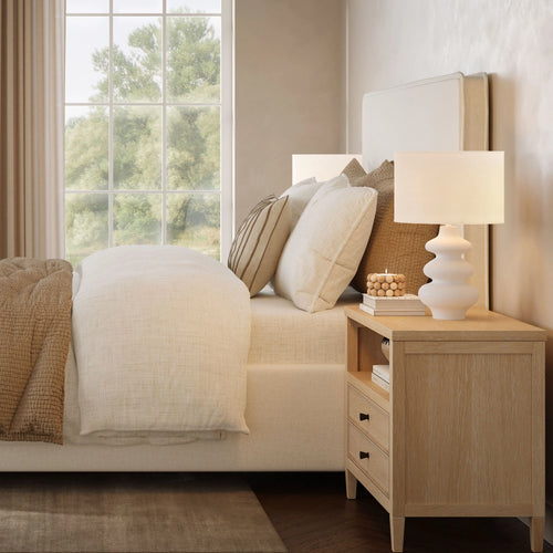 Bristol Park 30" Whitewashed Oak Wood 2-Drawer Nightstand