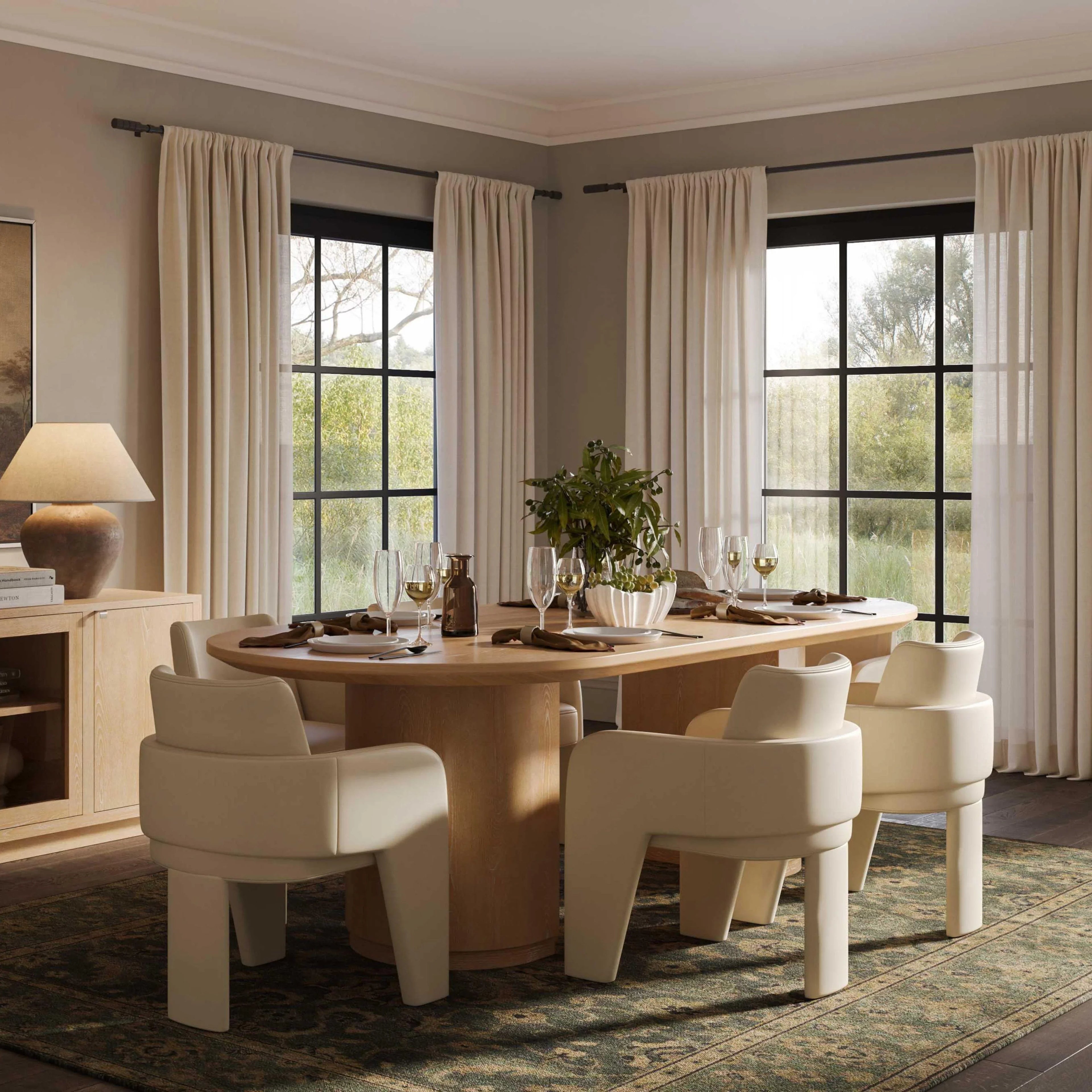 Marlow 102" Wood Oval Dining Table