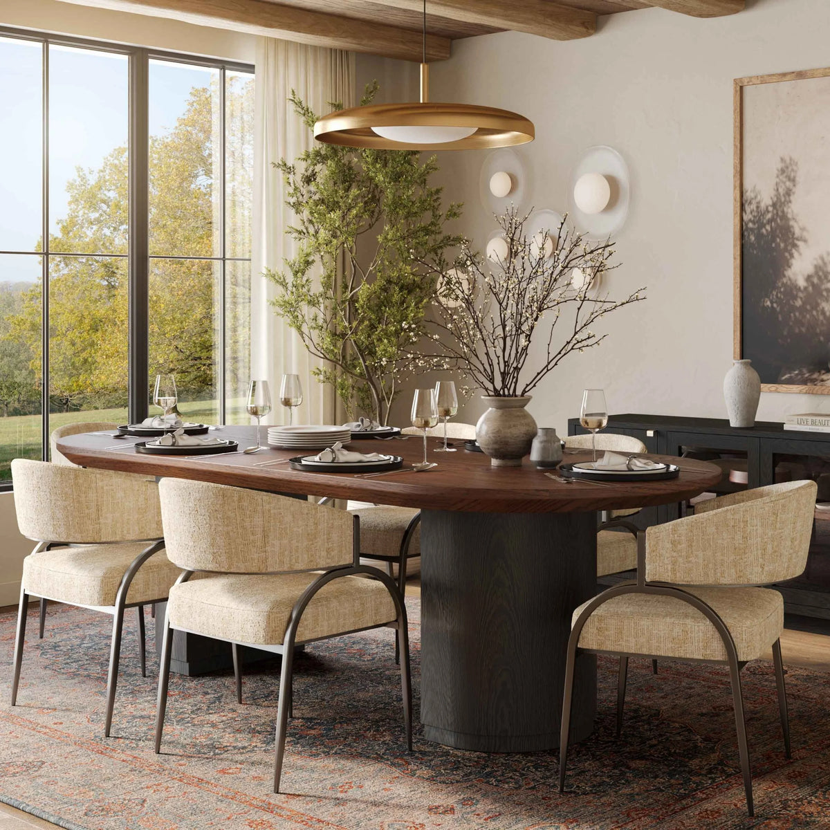 Marlow 102" Wood Oval Dining Table