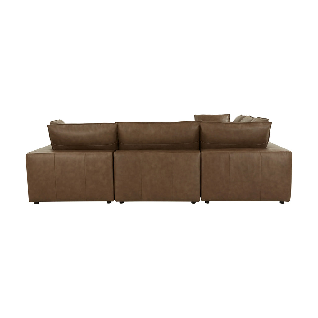 Cali 5-Piece Brown Leather Modular L-Sectional