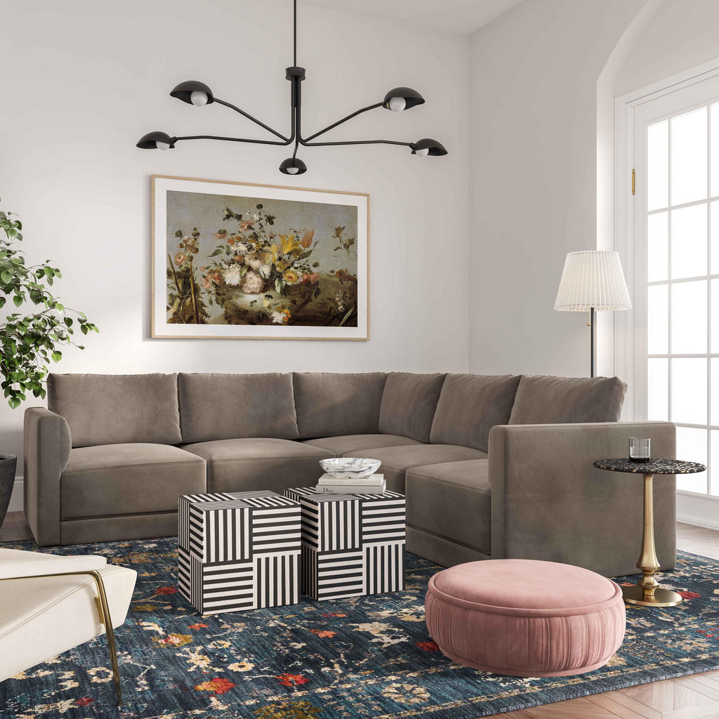 Willow 5-Piece Performance Velvet Modular L Sectional
