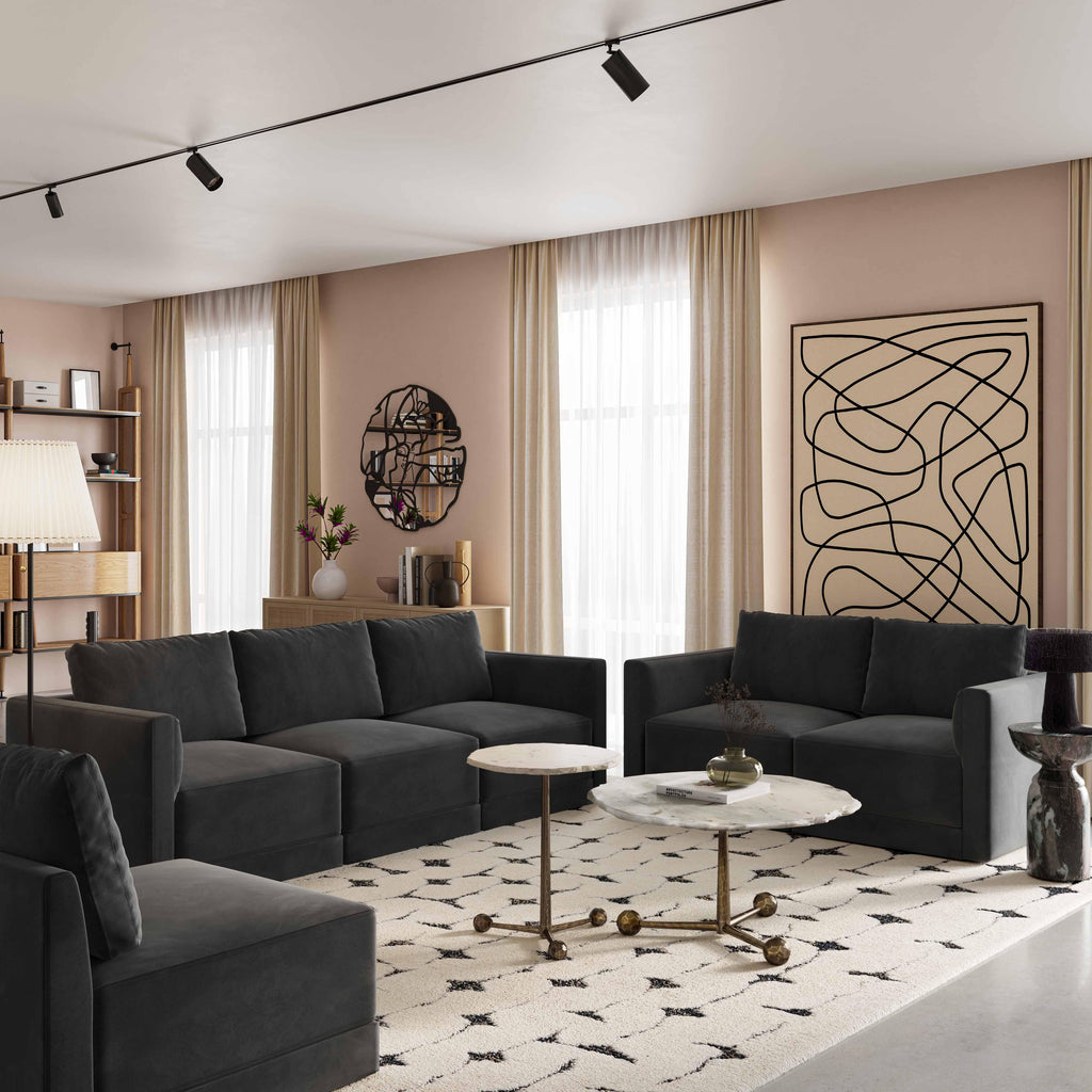 Willow 74" Performance Velvet Modular Loveseat