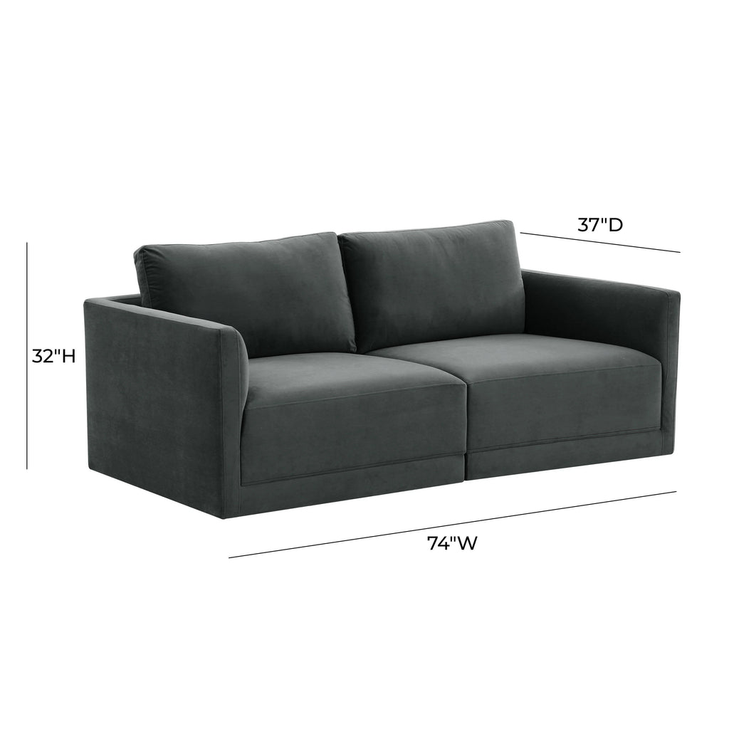 Willow 74" Performance Velvet Modular Loveseat