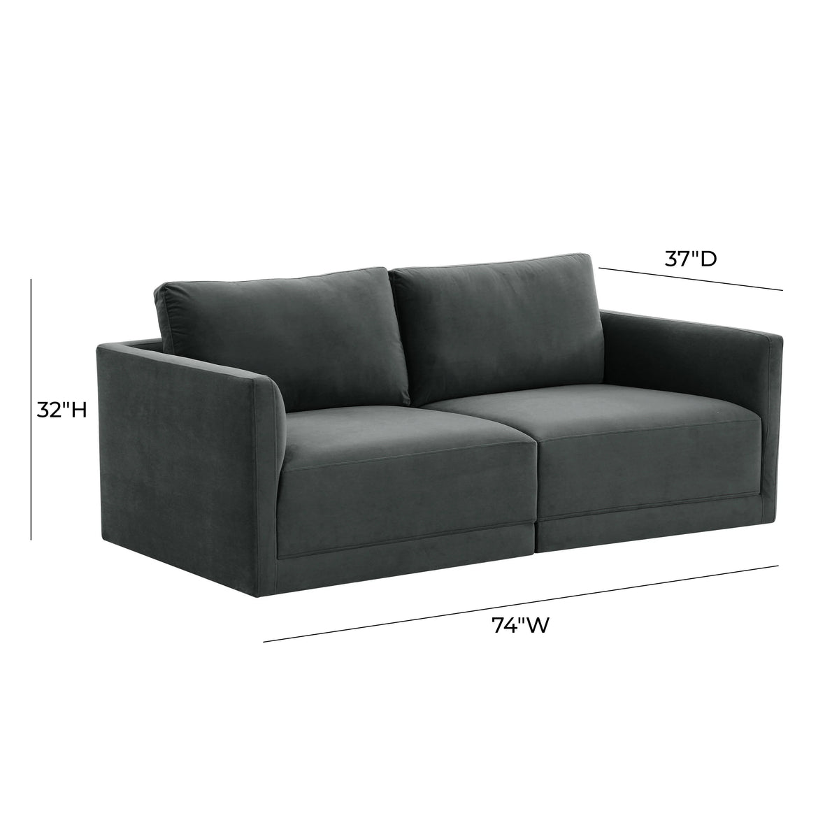 Willow 74" Performance Velvet Modular Loveseat