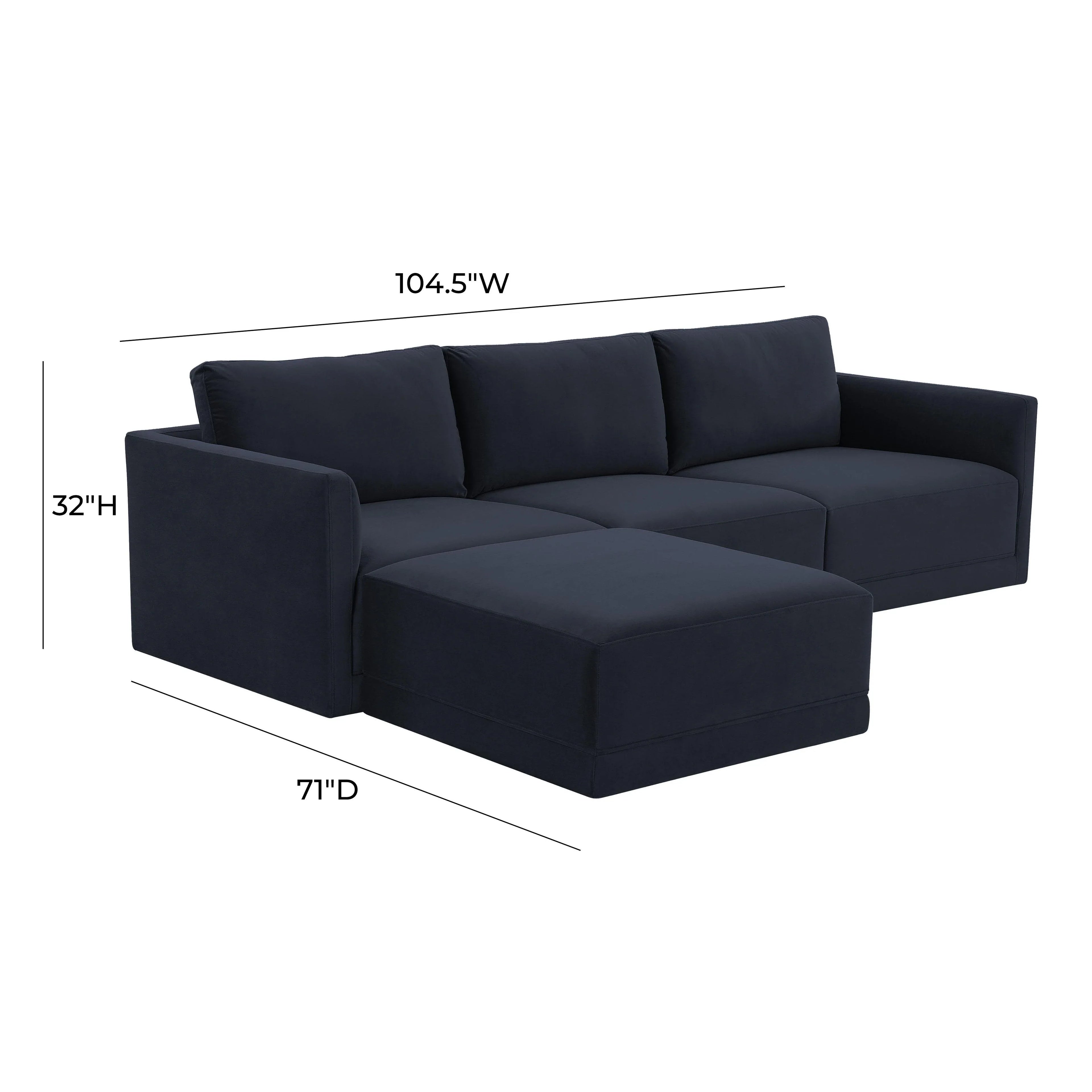 Willow 4-Piece Performance Velvet Modular Sectional