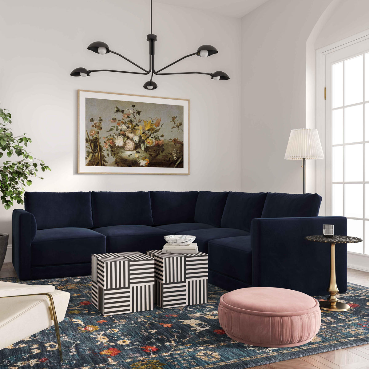 Willow 5-Piece Performance Velvet Modular L Sectional