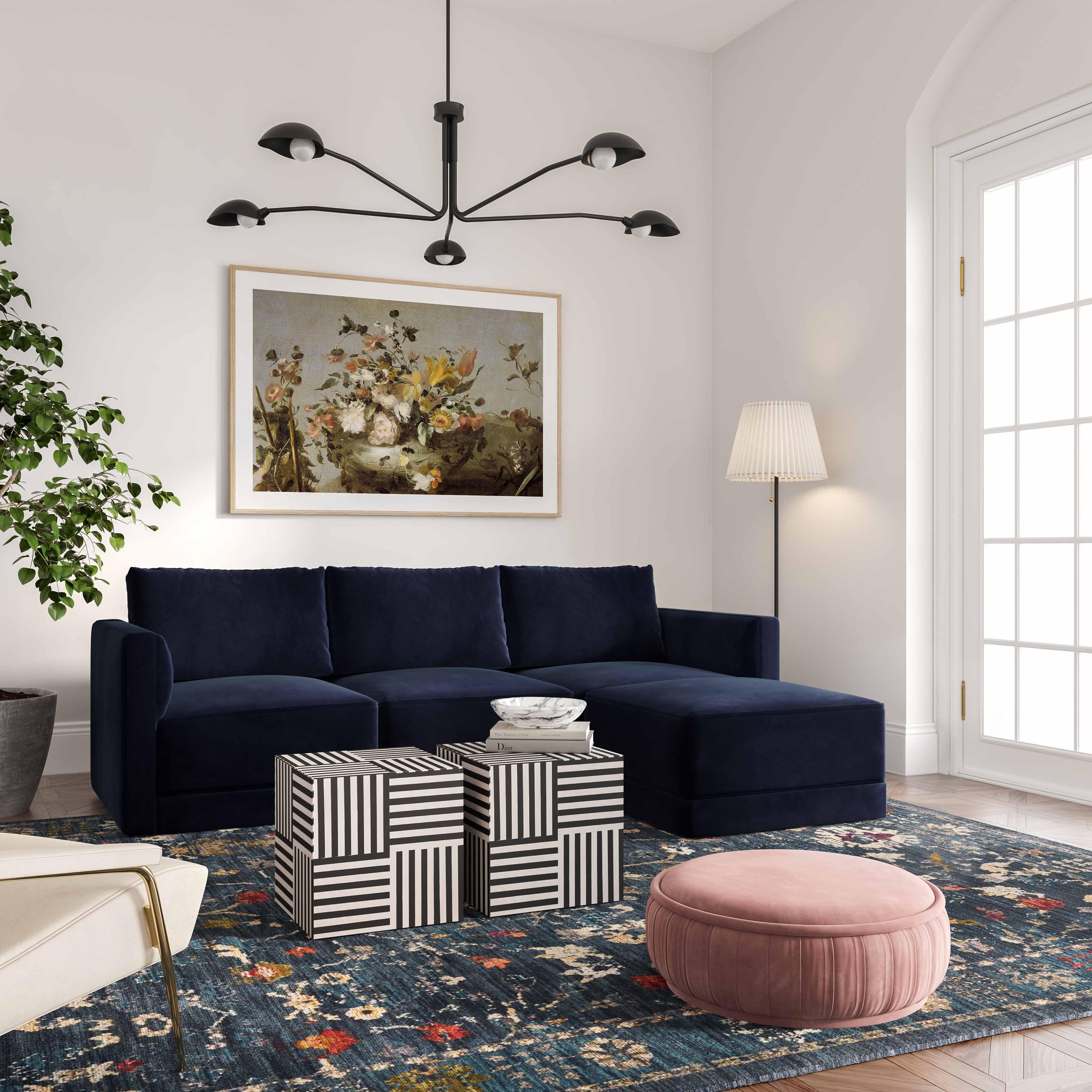 Willow Performance Velvet Modular Ottoman