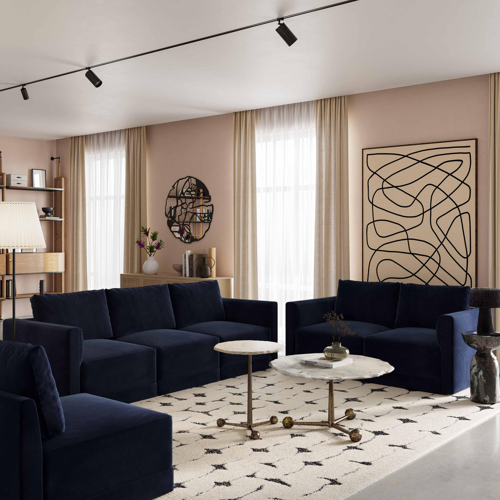 Willow 74" Performance Velvet Modular Loveseat