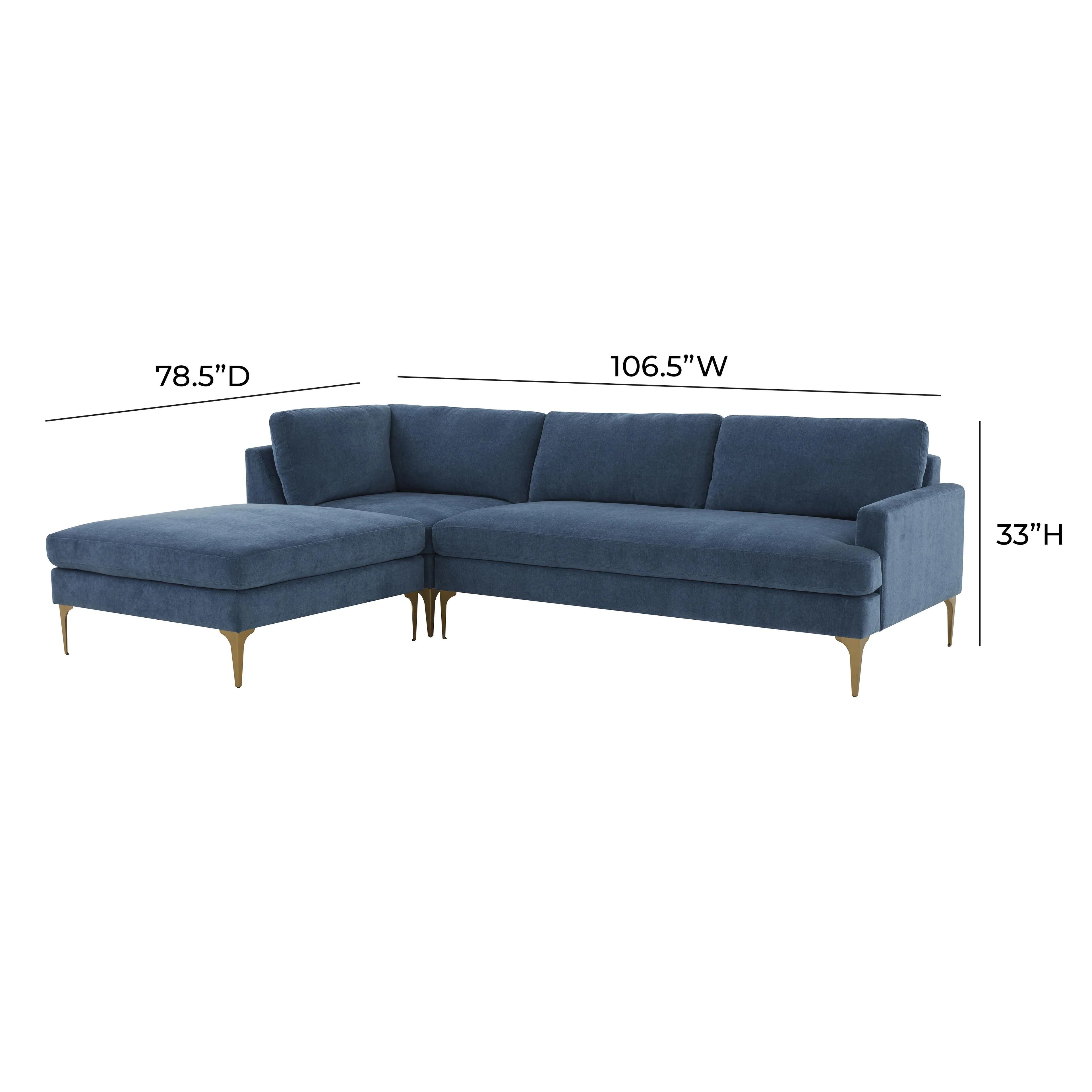 Serena 3-Piece Performance Velvet Chaise Sectional